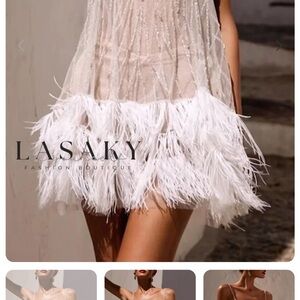 White Feathered / Sequin Dress